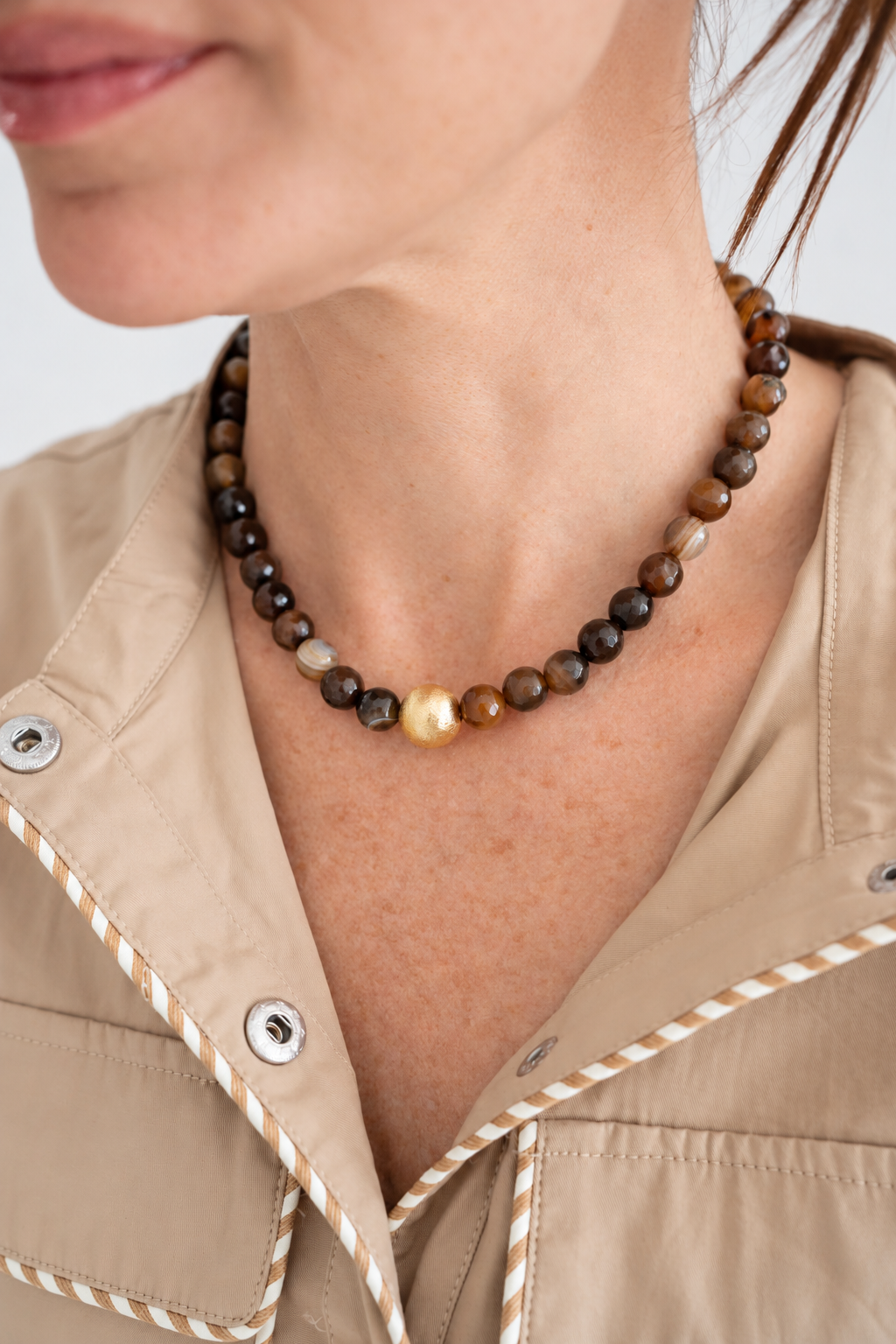 Winnie - Quartz Beaded Necklace - Tiger Eye