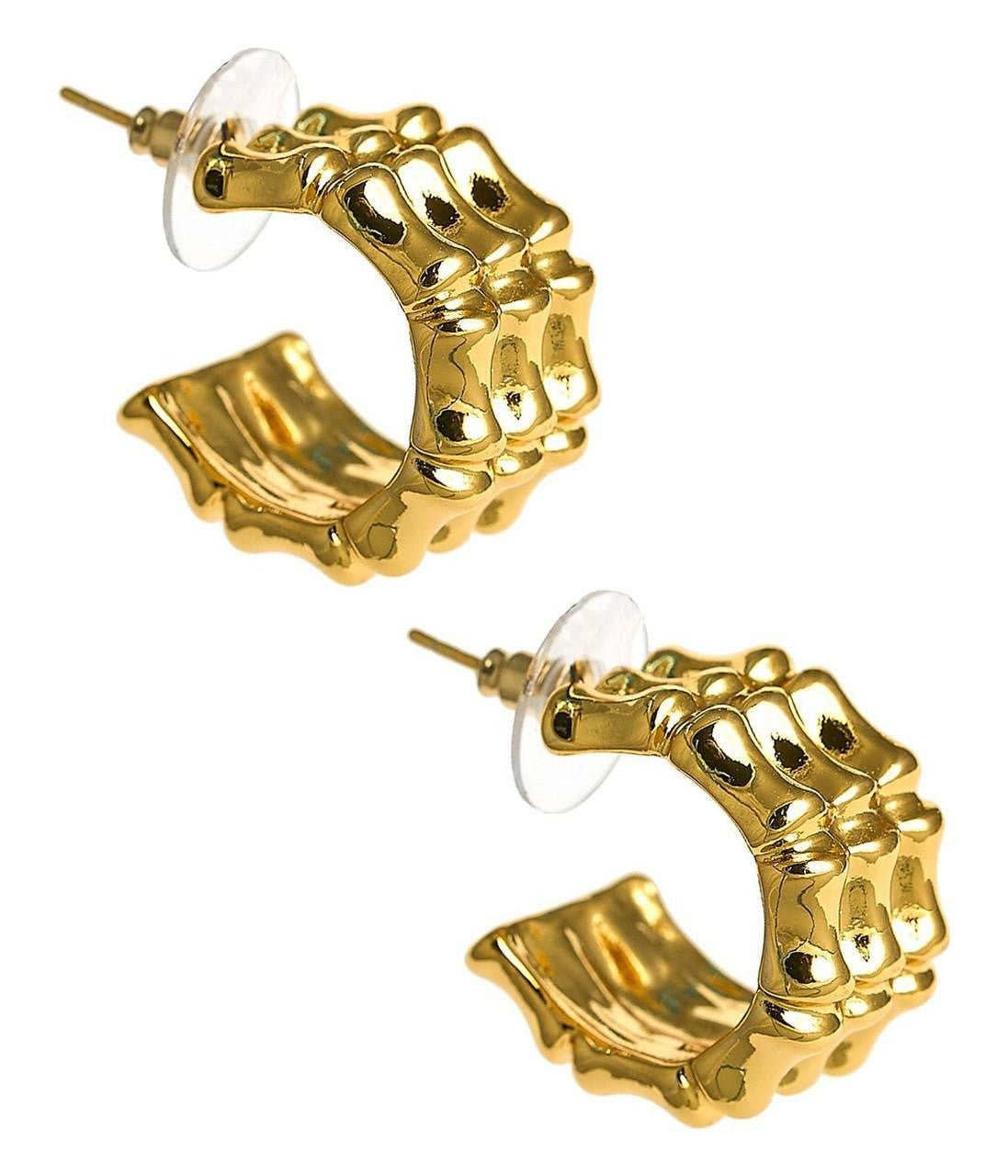 Anna Bamboo Hoop Earring - 18k Gold Plated
