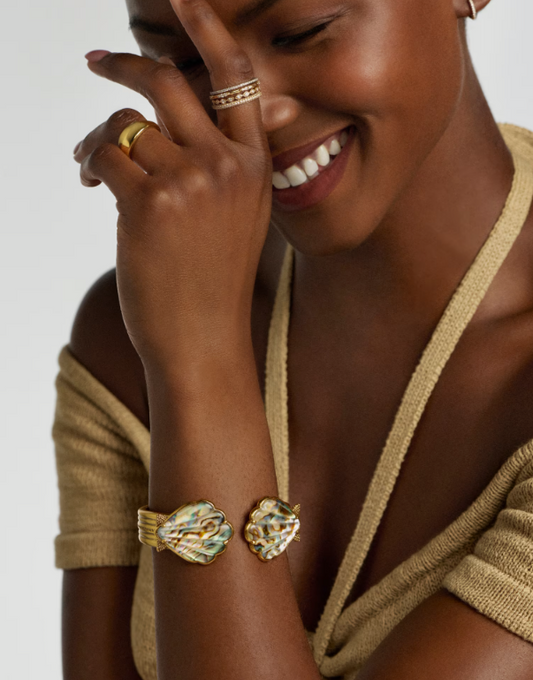 Alexa Metal Statement Cuff Gold Metal Abalone Shell