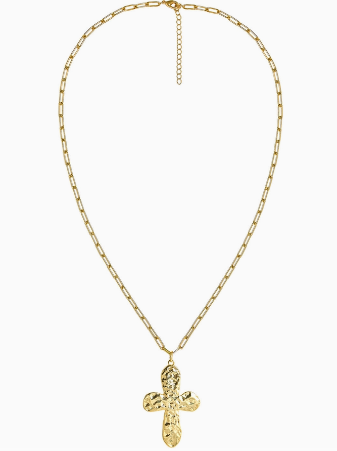 Ashton Cross Necklace- Paperclip Chain