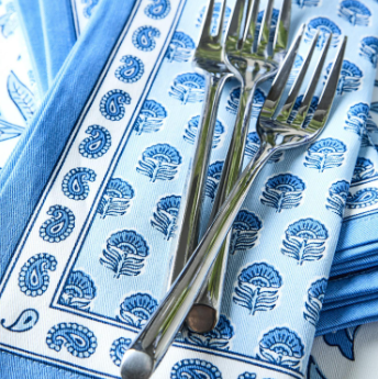 Blue Block Print Napkins SO4