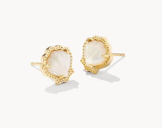 Brynne Shell Stud Earrings in Gold Ivory MOP