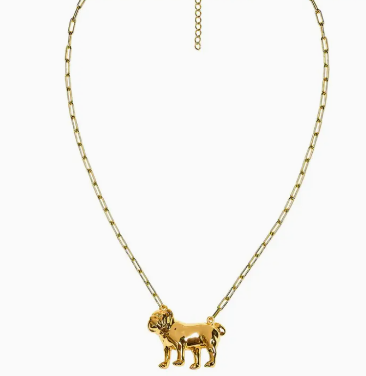 Bulldog 3D Gold Charm Necklace