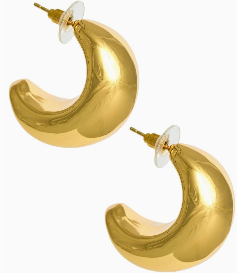 Callie Hollow Hoop Earrings 18K Plated