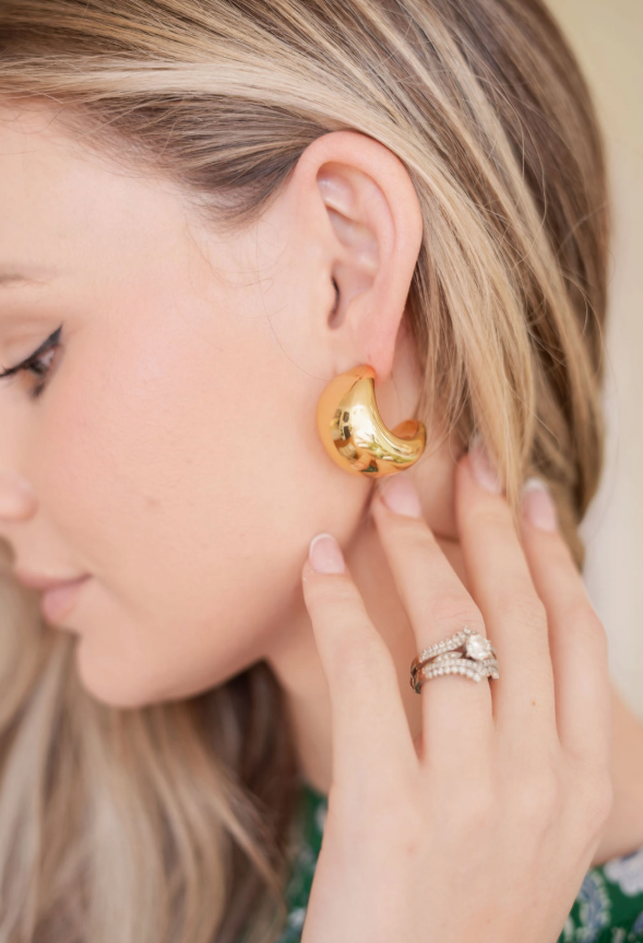 Callie Hollow Hoop Earrings 18K Plated