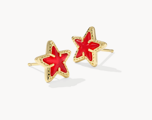 Cassidy Stud Earring Gold Red Illusion