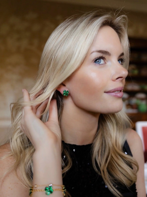 Catherine Clover Stone Earring - Emerald