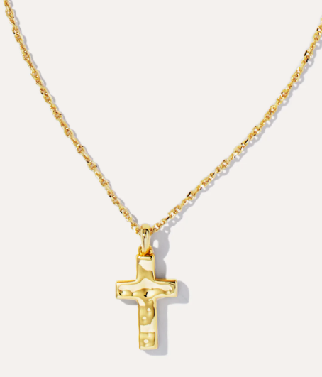 Cross Pendant Necklace Gold Metal