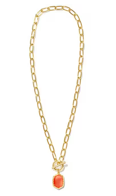 Daphne Link Chain Necklace Coral Pink