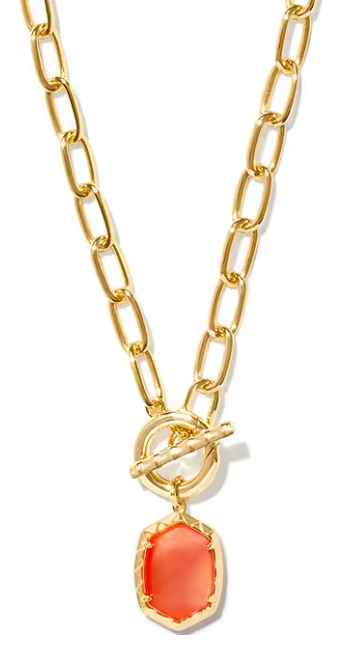 Daphne Link Chain Necklace Coral Pink