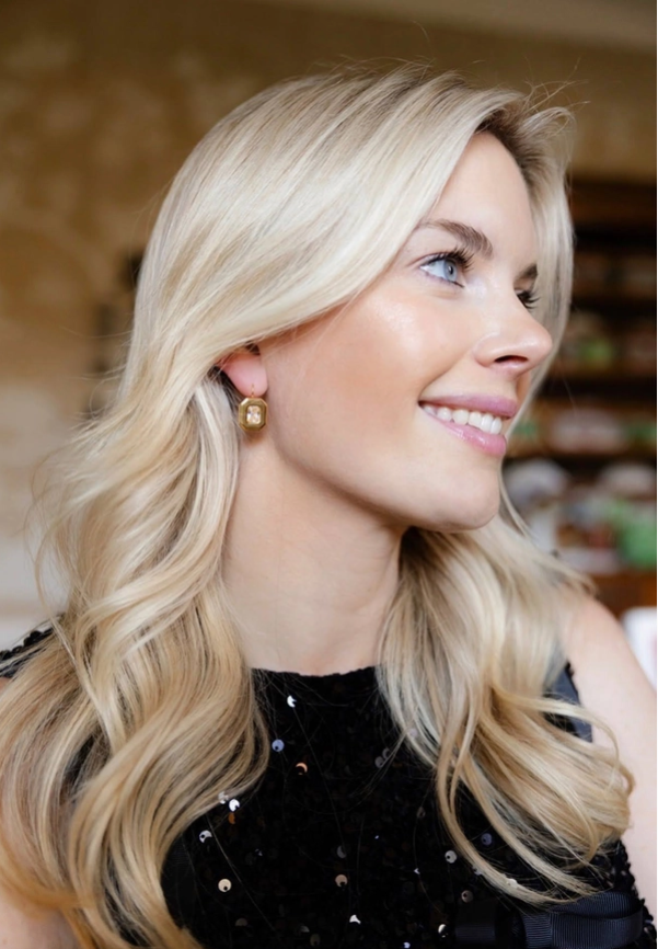 Darby Hook Back Bezel Earrings in Gold