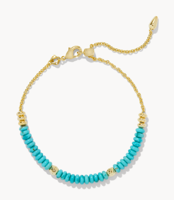 Deliah Delicate Chain Bracelet Gold Variegated Turquoise