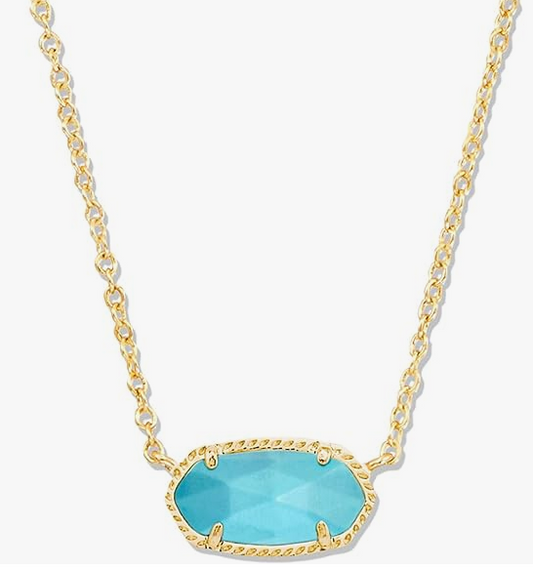 Elisa Short Pendant Necklace Gold Turquoise
