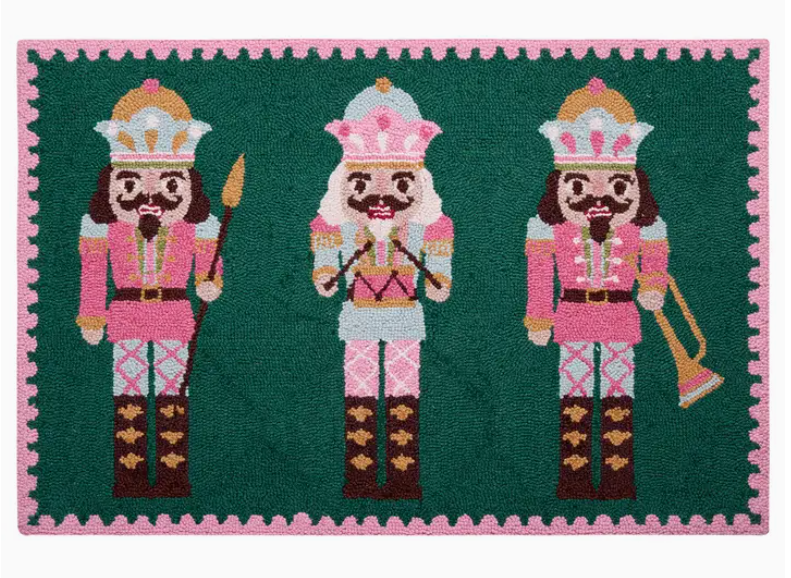 Green & Pink Nutcracker Hook Rug