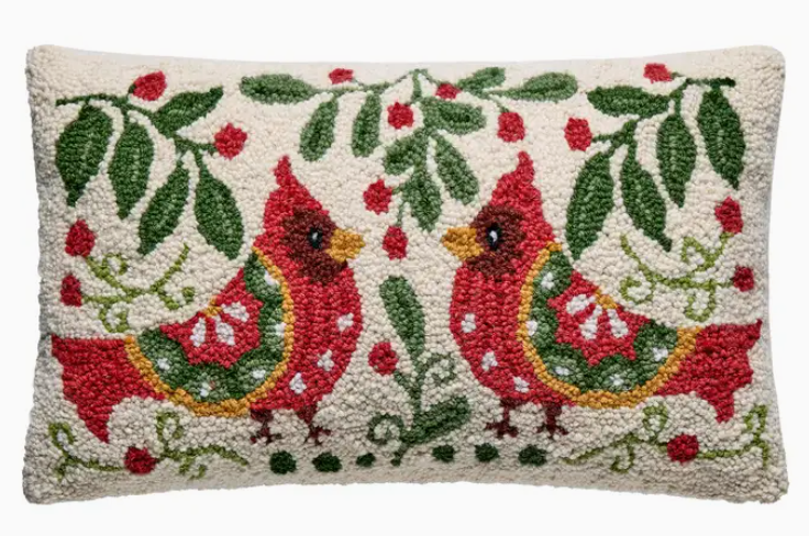 Holiday Cardinal Hook Pillow