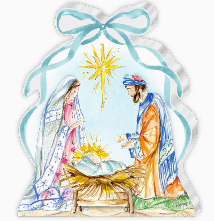 Holy Family Blue Bow Acrylic Art
