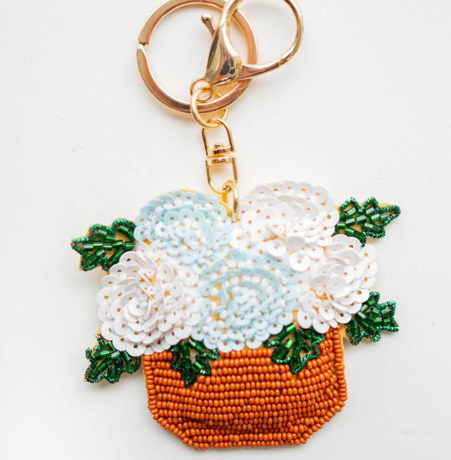 Hydrangea Hand Beaded Key Chain