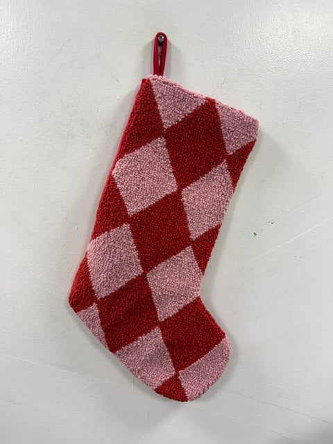 Holiday Argyle Red Hook Stocking