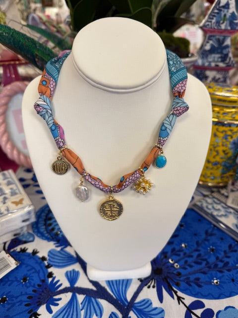 Colorful Twilly with Charm Tie