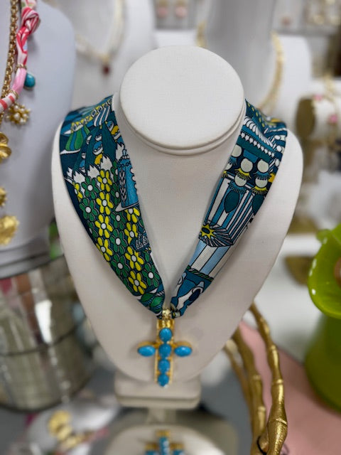 Green/Blue Twilly with Large Turquoise Cross