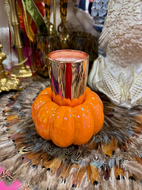 Lustrous Orange Pumpkin Tealight Holder
