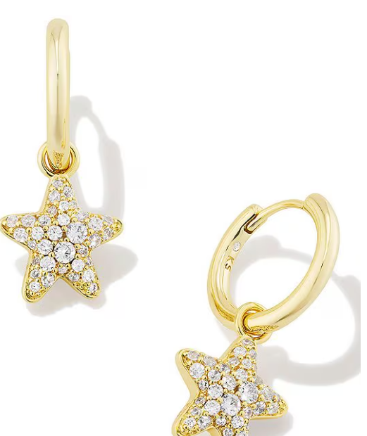 Jae Star Pave Huggies Gold Hoop Earrings