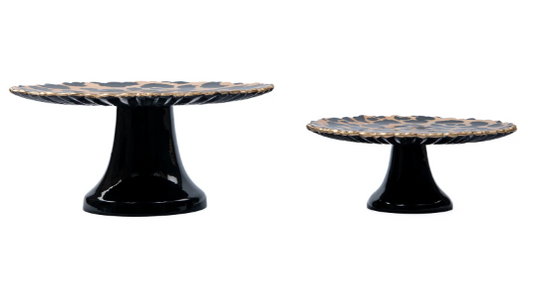 Leopard Spots Enameled Cake Stand Medium