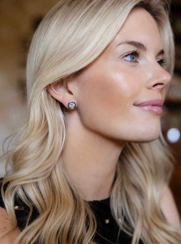 Emilia Large Bezel Earrings in Gold