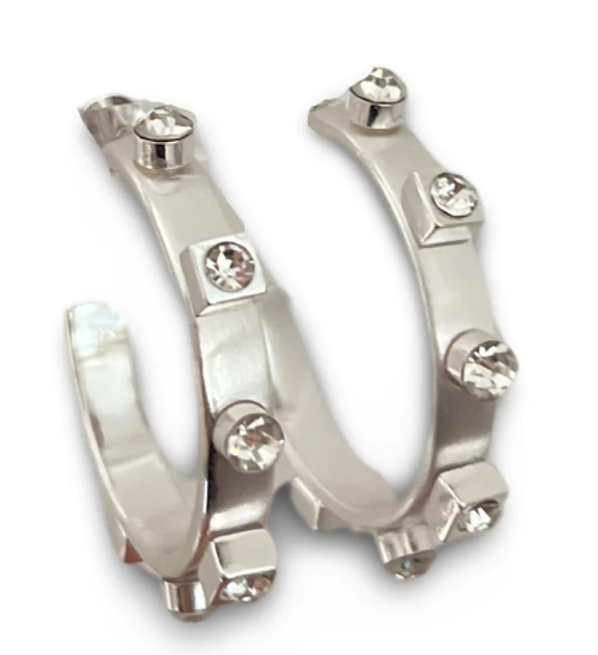 Metal Jewel Hoop - Silver