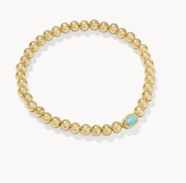 Mini Elaina Stretch Bracelet Gold Light Teal Opal