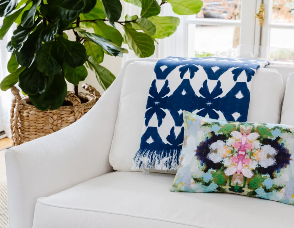 Palm Navy Throw Blanket