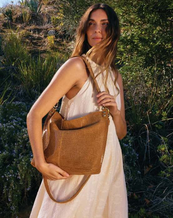 Pier Shoulder Bag in Printed Leather - Cedar Crackle