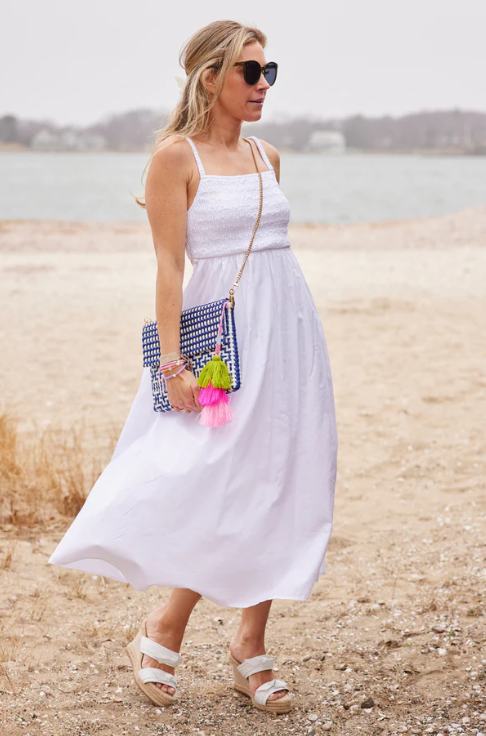 Preppy Tile Navy Citron Clutch Crossbody w/ Strap