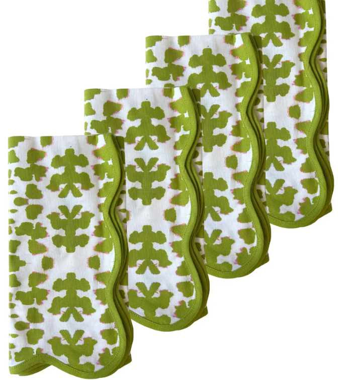 Chintz Green Scalloped Dinner Napkins SO4