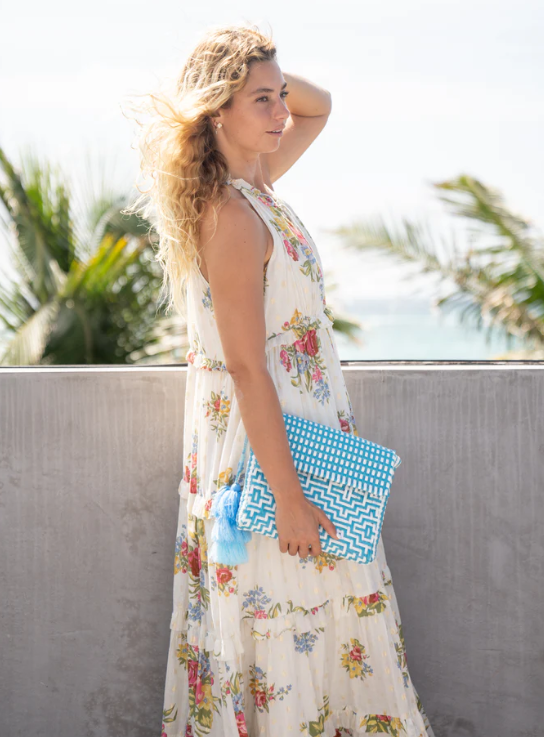Sonset In Sky Citron Clutch Crossbody w/ Strap