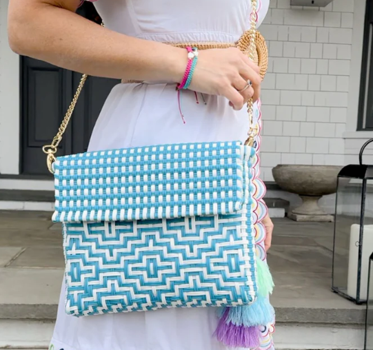 Sonset In Sky Citron Clutch Crossbody w/ Strap