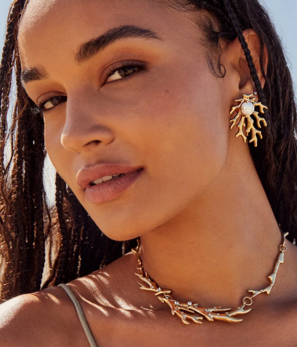 Shea Statement Stud Earrings in Vintage Gold