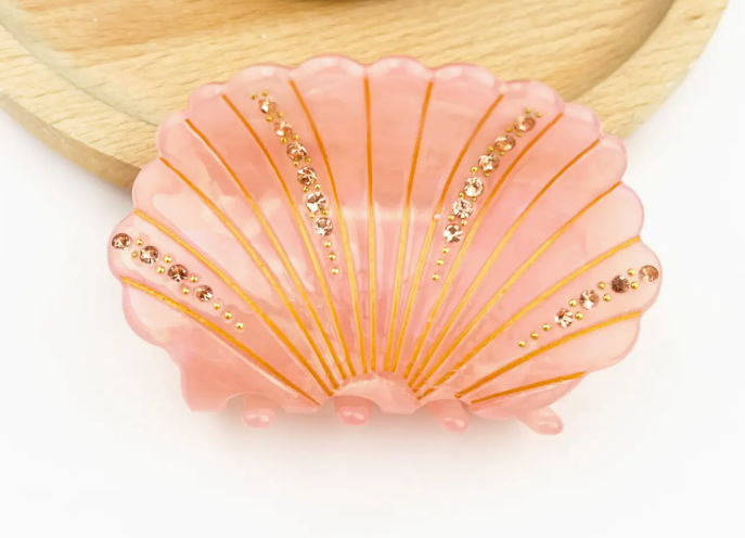 Crystal Shell Claw Clip Pink