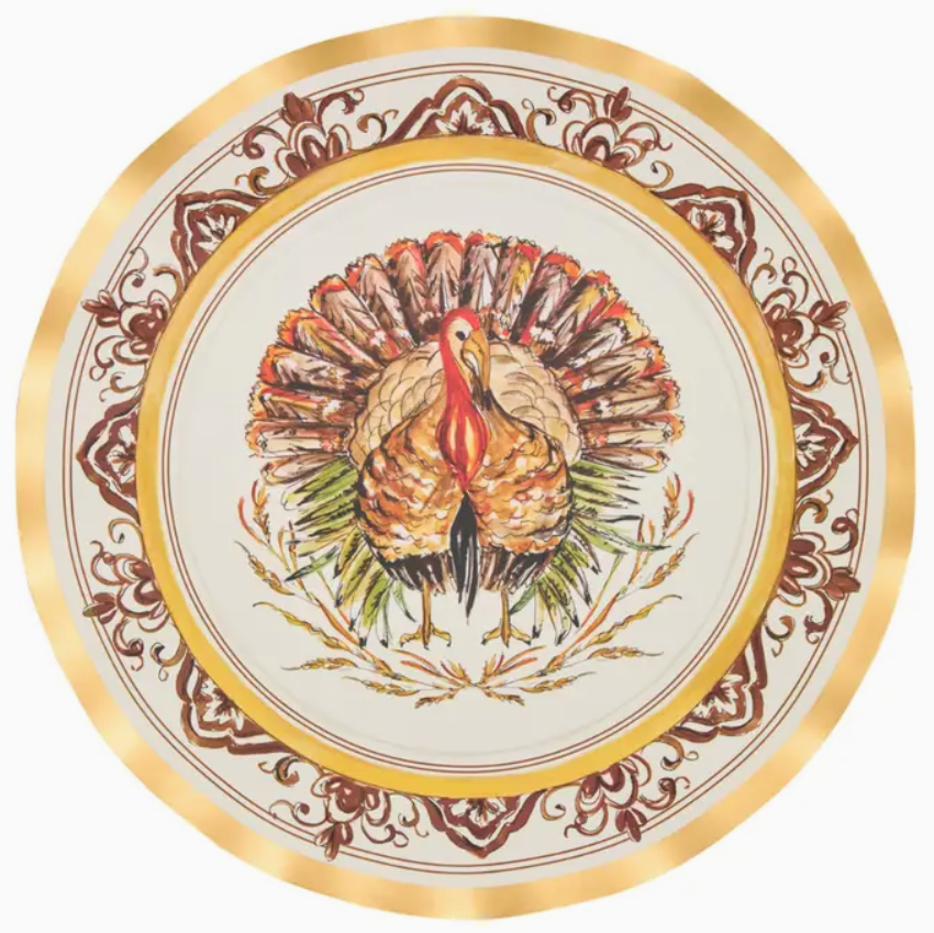Turkey & Gourds Dinner Plates 8 pk