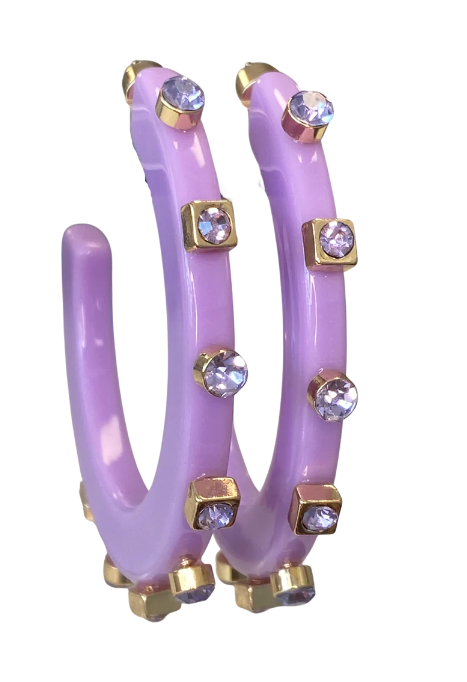 City Girl Large Jewel Hoop - Violet