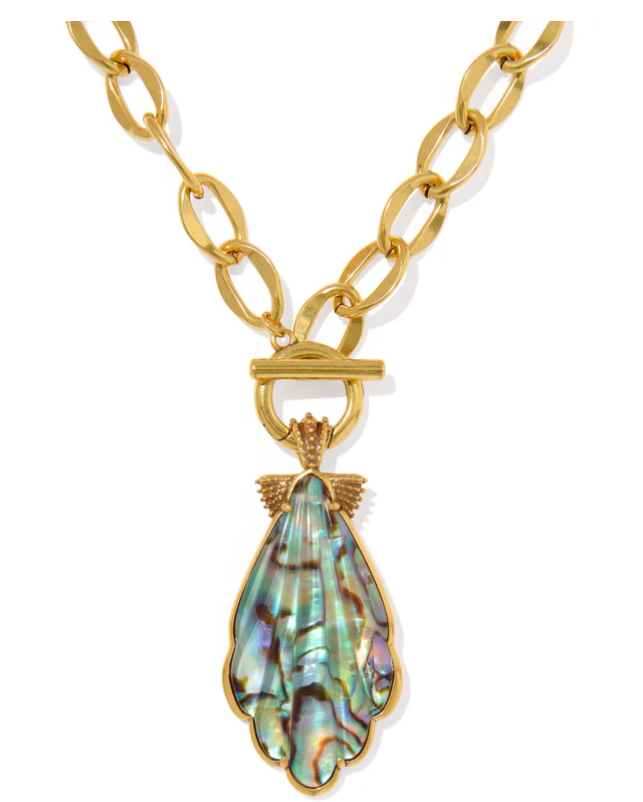 Alexa Metal Statement Necklace Gold Metal Abalone Shell