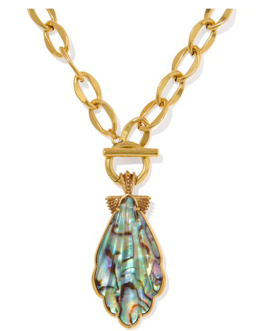 Alexa Metal Statement Necklace Gold Metal Abalone Shell