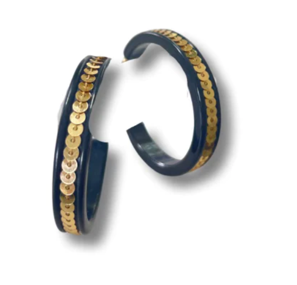Shimmer Hoop Large - Black & Gold