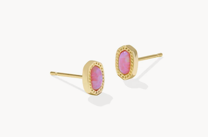 Mini Ellie Stud Earring Gold Carnation Opal
