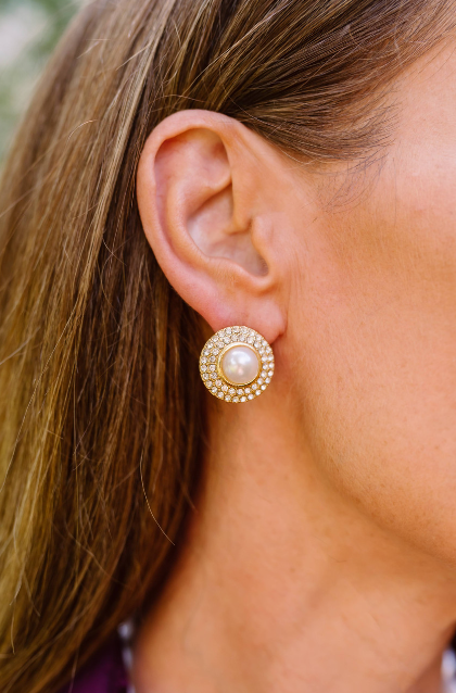 Alice Stud Pearl & Rhinestone