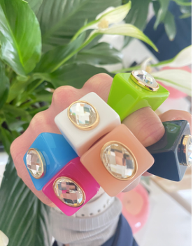 Glitzy Gal Ring - Electric Pink