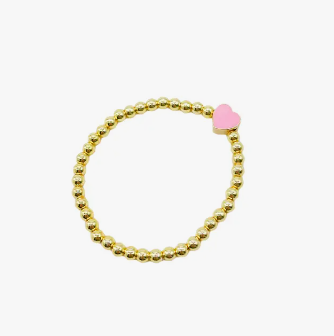 Beaded Heart Bracelet Baby Pink