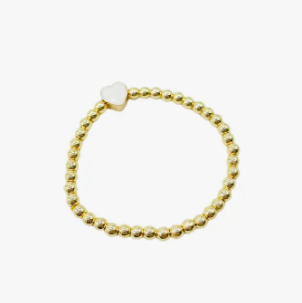 Beaded Heart Bracelet White