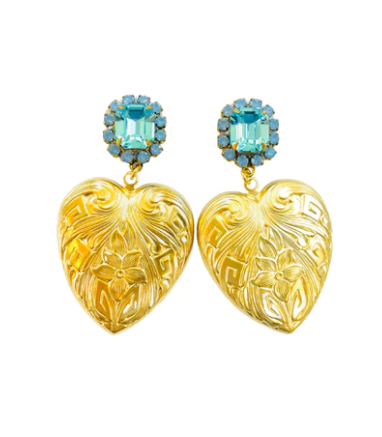 7213 Blue Opal & Aqua Gem Large Heart