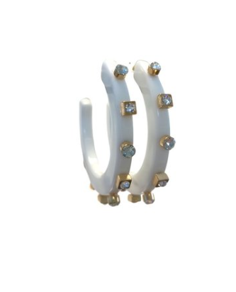 City Girl Jewel Hoop Small - Stark White